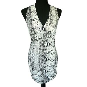 Vintage Y2K 90s mcbling snake print glitter sexy party clubbing dress Sz M